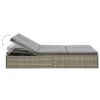 Convertible Sun Bed with Cushion Poly Rattan Gray