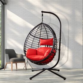 Swing Egg Chair With Stand, High-Quality Modern Design, 37.4x37.4x76.77 (Red)