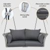 GO 51.9" 2-Person Hanging Seat, Rattan Woven Swing Chair, Porch Swing With Ropes, Gray Wicker And Cushion