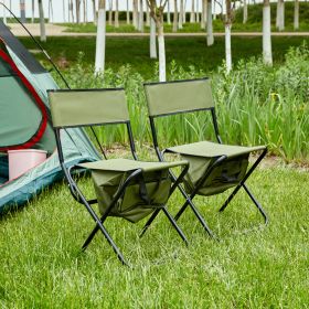 2-piece Folding Outdoor Chair with Storage Bag, Portable Chair for indoor, Outdoor Camping, Picnics and Fishing,Green