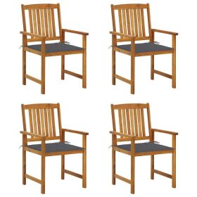 Patio Chairs with Cushions 4 pcs Solid Acacia Wood