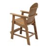 HIPS Bar Chair with Armrest,Patio Bar Chair Set of 2, Teak