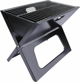 YSSOA 20' Portable Grill Charcoal Barbecue Grill, Folding Grill Notebook Shape, Detachable Collapsible, Mini Tabletop Camping Grill BBQ, Black