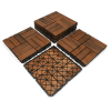 10 PCS Interlocking Deck Tiles Checker Pattern, 12" x 12" Square Acacia Hardwood Outdoor Flooring for Patio, Bancony, Pool Side,...