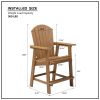 HIPS Bar Chair with Armrest,Patio Bar Chair Set of 2, Teak