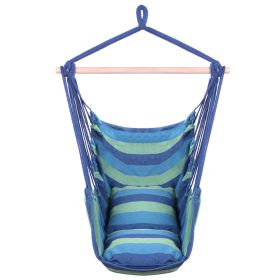Free shipping Hammock Chair Distinctive Cotton Canvas Hanging Rope Chair with Pillows Blue YJ