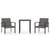 3 Piece Patio Dining Set Poly Rattan Gray