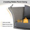 GO 51.9" 2-Person Hanging Seat, Rattan Woven Swing Chair, Porch Swing With Ropes, Gray Wicker And Cushion