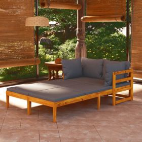 Sun Loungers with Dark Gray Cushions 2 pcs Acacia Wood
