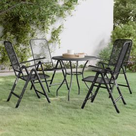 5 Piece Patio Dining Set Expanded Metal Mesh Anthracite