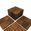 10 PCS Interlocking Deck Tiles Checker Pattern, 12" x 12" Square Acacia Hardwood Outdoor Flooring for Patio, Bancony, Pool Side,...