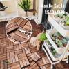 10 PCS Interlocking Deck Tiles Checker Pattern, 12" x 12" Square Acacia Hardwood Outdoor Flooring for Patio, Bancony, Pool Side,...