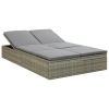 Convertible Sun Bed with Cushion Poly Rattan Gray