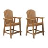 HIPS Bar Chair with Armrest,Patio Bar Chair Set of 2, Teak