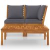 3 Piece Patio Lounge Set with Dark Gray Cushion Solid Acacia Wood