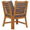 3 Piece Patio Lounge Set with Dark Gray Cushion Solid Acacia Wood