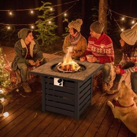 Square Propane Fire Pit Table with Lava Rocks and Rain Cover