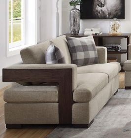 ACME Niamey Loveseat w/2 Pillows, Fabric & Walnut 54851