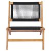 Sun Lounger with Footrest Solid Teak Wood and Rope