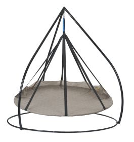 71 H x 84 W x 84 D Outdoor Beige 7 FT Hammock Flyer Saucer Hanging Chair with Stand