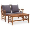 2 Piece Patio Lounge Set with Cushions Solid Acacia Wood