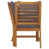 3 Piece Patio Lounge Set with Dark Gray Cushion Solid Acacia Wood