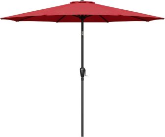 Simple Deluxe 9ft Outdoor Market Table Patio Umbrella with Button Tilt, Crank and 8 Sturdy Ribs for Garden, Red