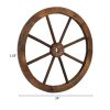 2pcs 24-Inch Old Western Style Garden Art Wall Decor Wooden Wagon Wheel Brown