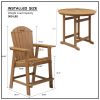 HIPS Bar Chair with Armrest,Patio Bar Chair Set of 2, Teak