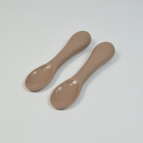 Children's  Training Auxiliary FoodShort Handle Spoon Set (Color: Brown)