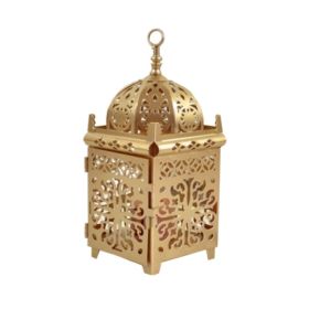 Moroccan Style Metal Craft Candlestick Hanging Lantern Weddi (Color: Gold)