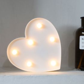 Luminous LED Letter Number Night Light English Alphabet Number Battery Lamp Romantic Wedding Christmas Party Decoration (Option: Remote control-Heart shaped white)
