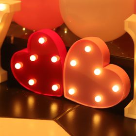 Luminous LED Letter Number Night Light English Alphabet Number Battery Lamp Romantic Wedding Christmas Party Decoration (Option: Always lit-Heart shaped pink)
