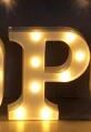 Luminous LED Letter Number Night Light English Alphabet Number Battery Lamp Romantic Wedding Christmas Party Decoration (Option: Remote control-P)