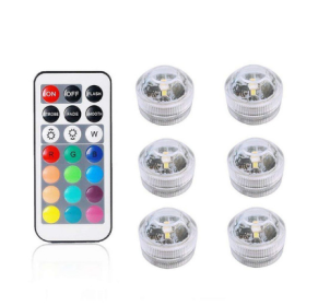 Remote control diving light 3CM diamond twist full color red green blue white warm white waterproof LED light (Option: 1 controller+6 lamp)