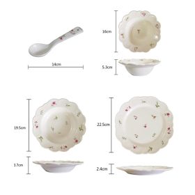 Ceramic French Dessert Plate Premium Salad Bowl (Option: White-3piece set and spoon)