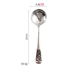 Stainless Steel Creative And Minimalist Household Soup Spoon (Option: Natural 3D square)