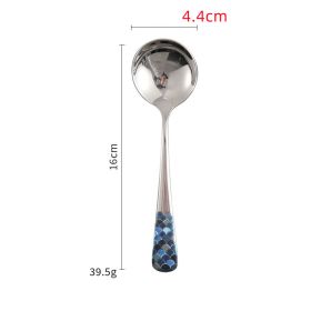 Stainless Steel Creative And Minimalist Household Soup Spoon (Option: Natural fish scale pattern)