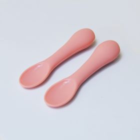 Children's  Training Auxiliary FoodShort Handle Spoon Set (Color: Pink)