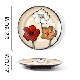 Glaze Kiln Hand Painted Ceramic Plate Cutlery (Option: Flower Language Plate Dish)