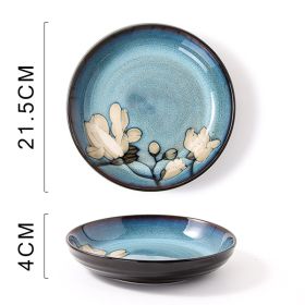 Glaze Kiln Hand Painted Ceramic Plate Cutlery (Option: Magnolia Deep Plates)