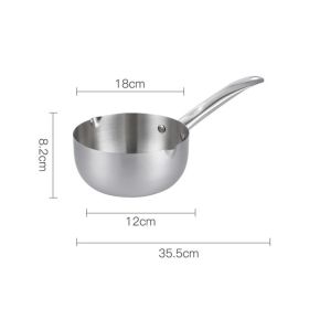 Snow Flat Pot Stainless Steel Nonstick Integrated Food Small Milk Pot (Option: All steel-Single pot-18cm)