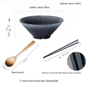 Household Ceramic Large Ramen Bowl Tableware Set (Option: 7inch Package)