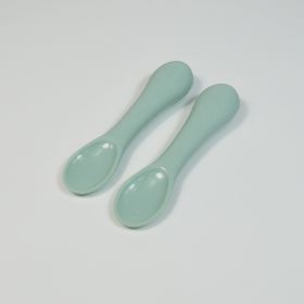 Children's  Training Auxiliary FoodShort Handle Spoon Set (Color: Green)