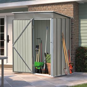 Patio 5ft Wx3ft. L Garden Shed; Metal Lean-to Storage Shed with Lockable Door; Tool Cabinet for Backyard; Lawn; Garden (Color: Gray)
