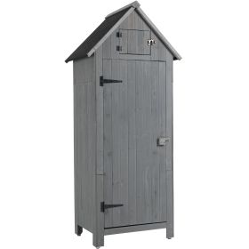 30.3"L X 21.3"W X 70.5"H Outdoor Storage Cabinet;  Wooden Tool Shed for Garden Patio Backyard,  Natural/Gray (Color: Gray)