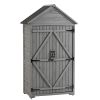 39.56"L x 22.04"W x 68.89"H Outdoor Storage Cabinet Garden Wood Tool Shed Outside Wooden Closet with Shelves and Latch, Gray/Brown