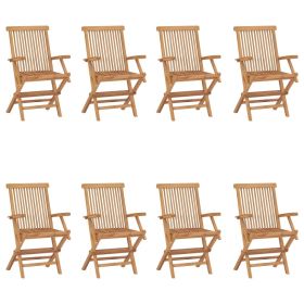 Folding Patio Chairs 8 pcs Solid Teak Wood (Color: Brown)