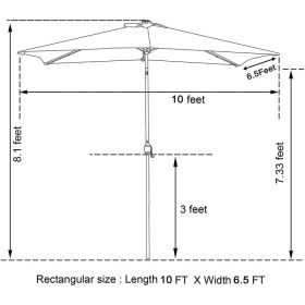 6.5FT Ã— 10FT Patio Umbrella (Color: as Pic)