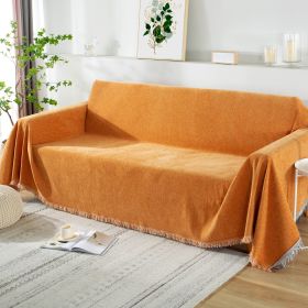 Chenille Couch Cover Universal Sofa Cover Sofa Slipcover for Pets Dogs Cats (Color: Orange)